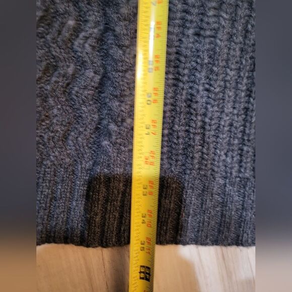 Jillian Jones 100% LambsWool Midi Cardigan Cable Knit Dark Gray Fisherman Sz XL - Picture 7 of 15